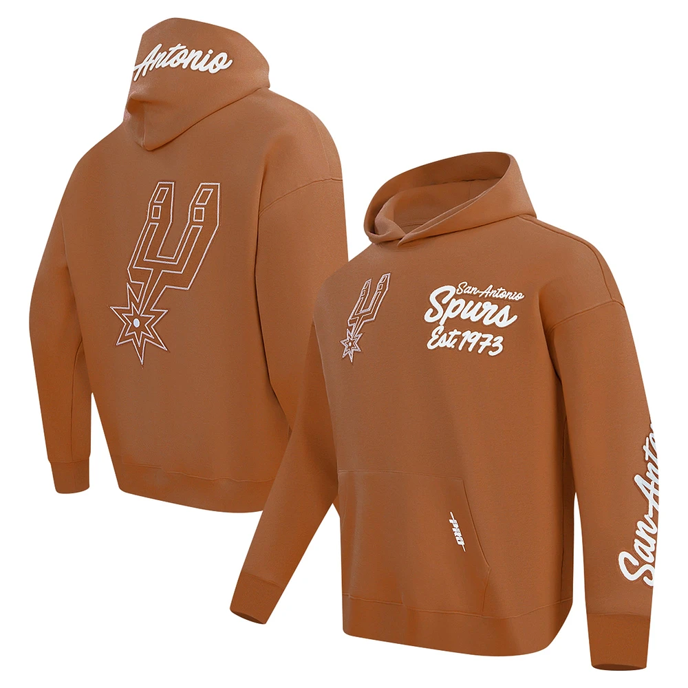 Men's Pro Standard Brown San Antonio Spurs Paint the City Drop Shoulder Pullover Hoodie