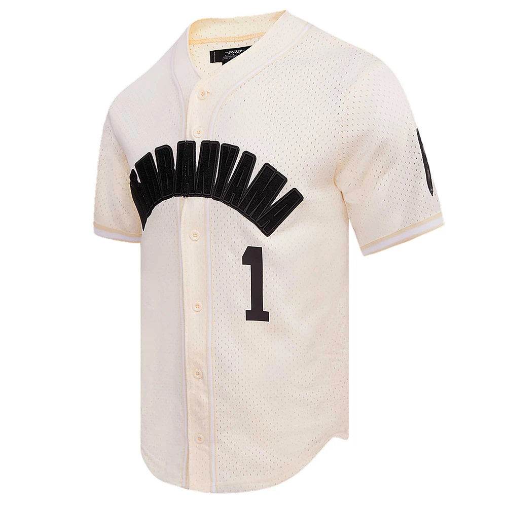 Men's Pro Standard Victor Wembanyama Cream San Antonio Spurs Triple Tonal Mesh Button-Up Top