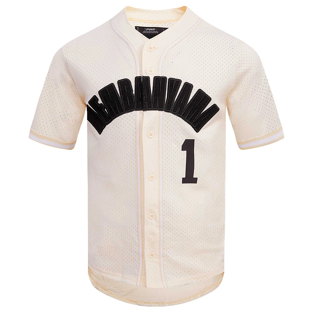Men's Pro Standard Victor Wembanyama Cream San Antonio Spurs Triple Tonal Mesh Button-Up Top