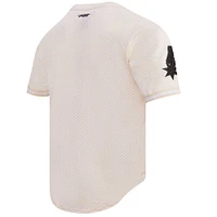 Men's Pro Standard Victor Wembanyama Cream San Antonio Spurs Triple Tonal Mesh Button-Up Top