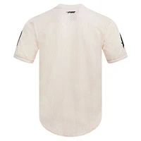 Men's Pro Standard Victor Wembanyama Cream San Antonio Spurs Triple Tonal Mesh Button-Up Top