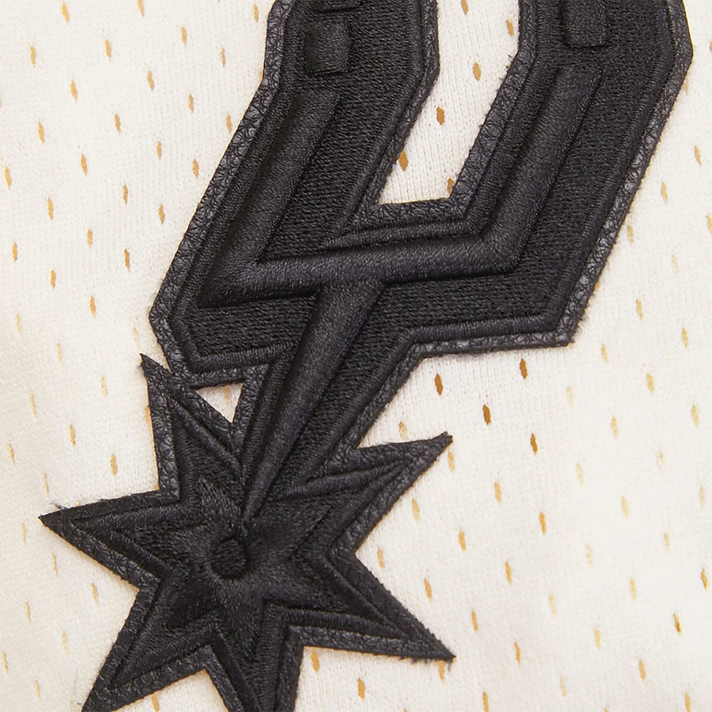 Men's Pro Standard Victor Wembanyama Cream San Antonio Spurs Triple Tonal Mesh Button-Up Top
