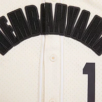 Men's Pro Standard Victor Wembanyama Cream San Antonio Spurs Triple Tonal Mesh Button-Up Top