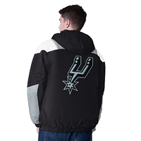 Men's Starter  Black/Silver San Antonio Spurs Charger Half-Zip Pullover Jacket