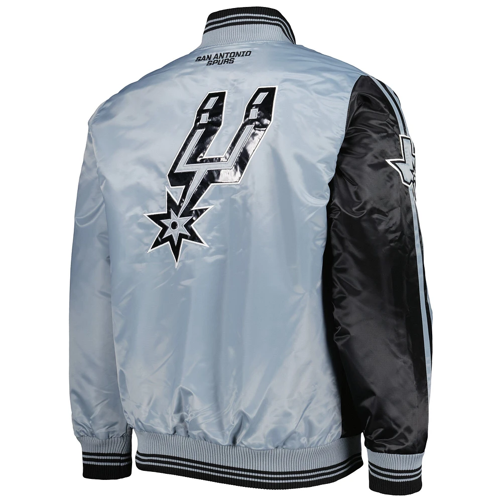 Veste San Antonio Spurs Fast Break Satin Full-Snap Starter Noir/Argent