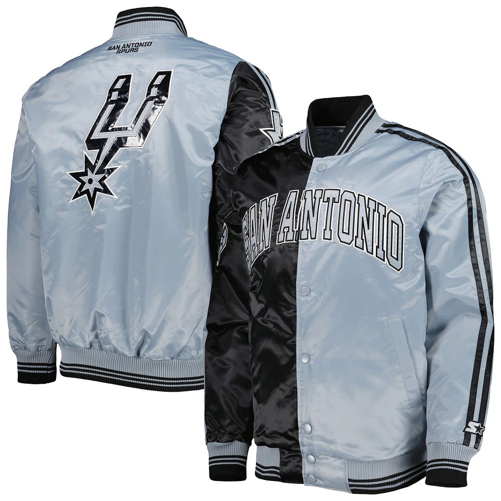 Veste San Antonio Spurs Fast Break Satin Full-Snap Starter Noir/Argent