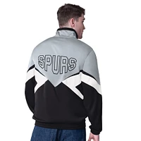 Men's Starter Silver/Black San Antonio Spurs Rush Applique Full-Zip Track Jacket