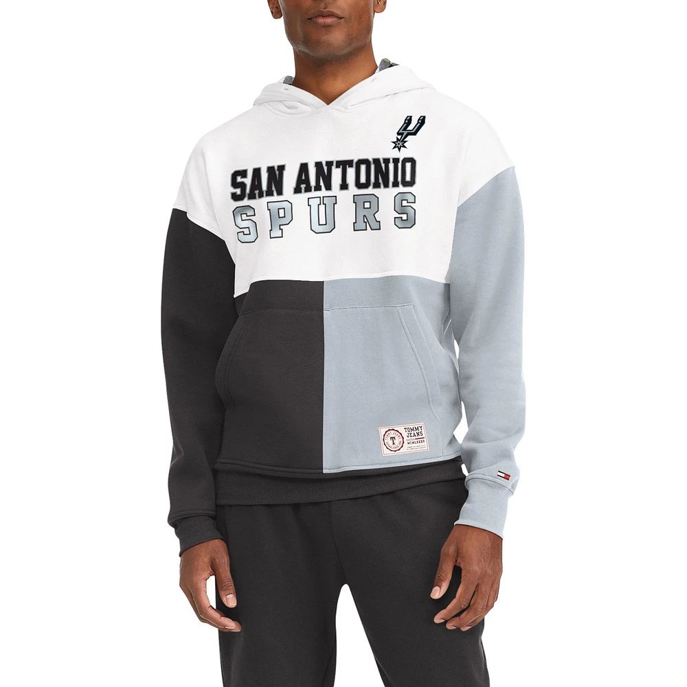 Men's Tommy Jeans White/Black San Antonio Spurs Andrew Split Pullover Hoodie