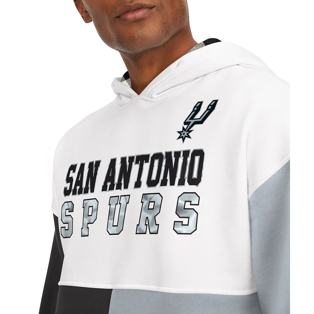 Sweat à capuche Tommy Jeans pour homme San Antonio Spurs Andrew Split blanc/noir