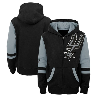 Sweat à capuche entièrement zippé noir San Antonio Spurs Straight To The League pour enfants d'âge préscolaire