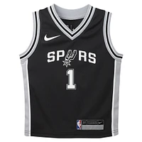 Maillot Nike Victor Wembanyama pour enfants d'âge préscolaire, noir, San Antonio Spurs Swingman Player - Icon Edition