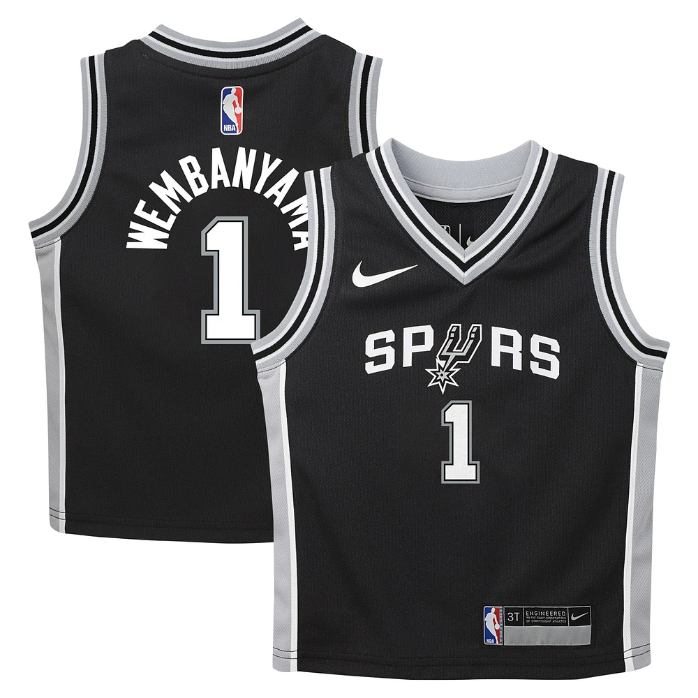 Maillot Nike Victor Wembanyama pour enfants d'âge préscolaire, noir, San Antonio Spurs Swingman Player - Icon Edition