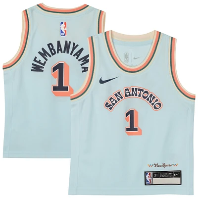 Maillot de joueur Nike Victor Wembanyama bleu clair San Antonio Spurs 2024/25 Swingman pour enfant - Édition City