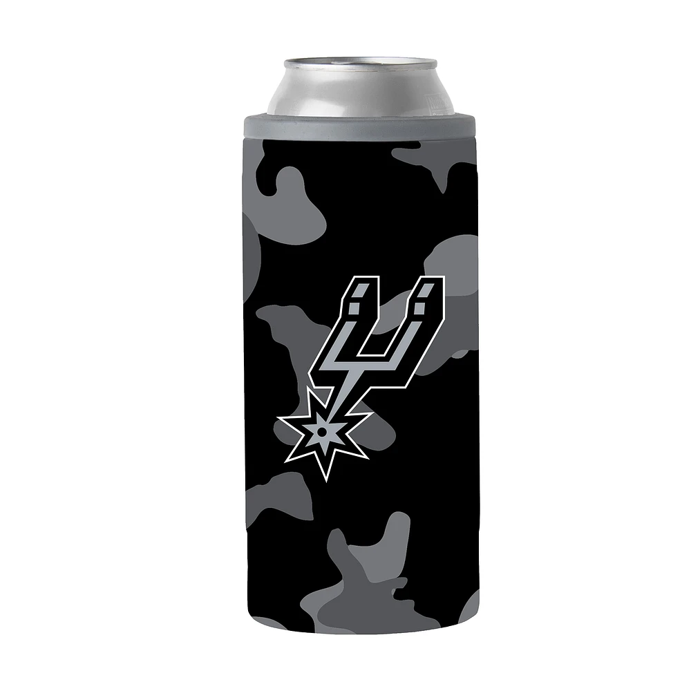 San Antonio Spurs 12oz. Black Camo Slim Can Cooler