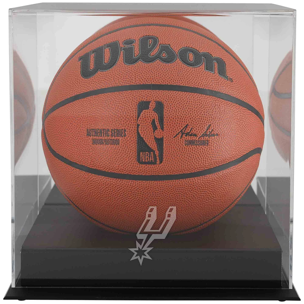 Vitrine de présentation de basket-ball avec logo de l'équipe San Antonio Spurs Black Base et dos miroir