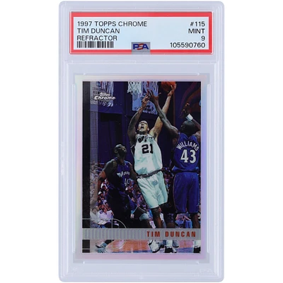 Tim Duncan San Antonio Spurs 1997 Topps Chrome Refractor #115 PSA Authentifiée 9 Carte Rookie