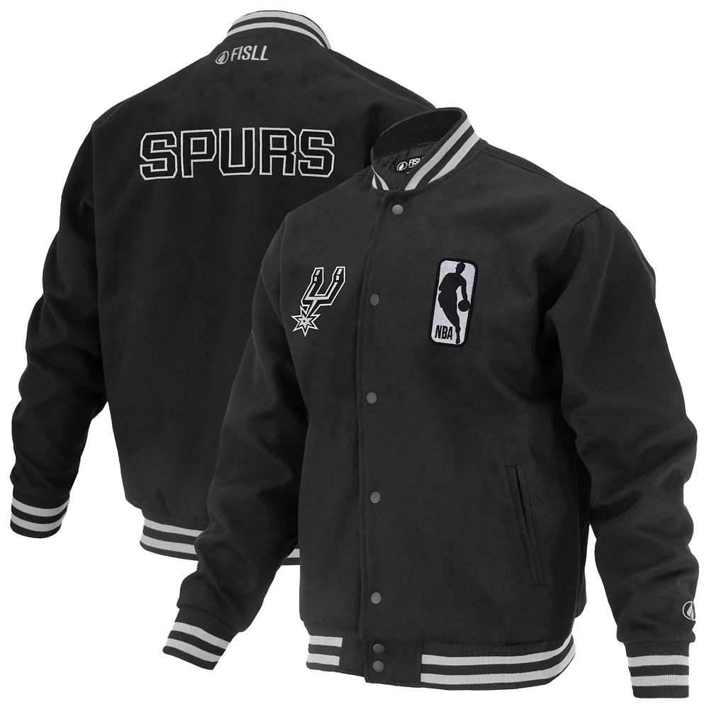 Veste universitaire unisexe FISLL noire San Antonio Spurs Logoman Shadow Collection à boutons-pression