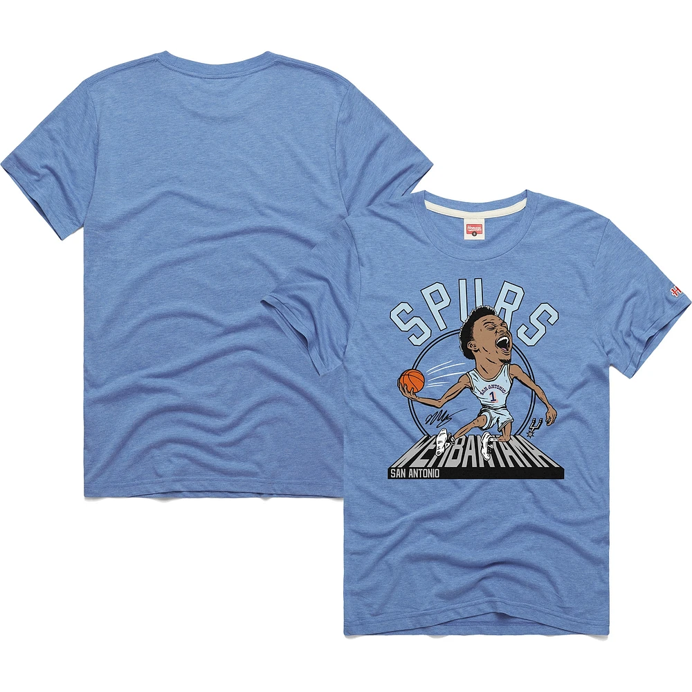 T-shirt unisexe bleu clair hommage à Victor Wembanyama San Antonio Spurs 2024/25 City Edition Caricature Tri-Blend