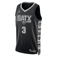 Maillot unisexe Jordan Brand Keldon Johnson noir San Antonio Spurs Swingman - Statement Edition