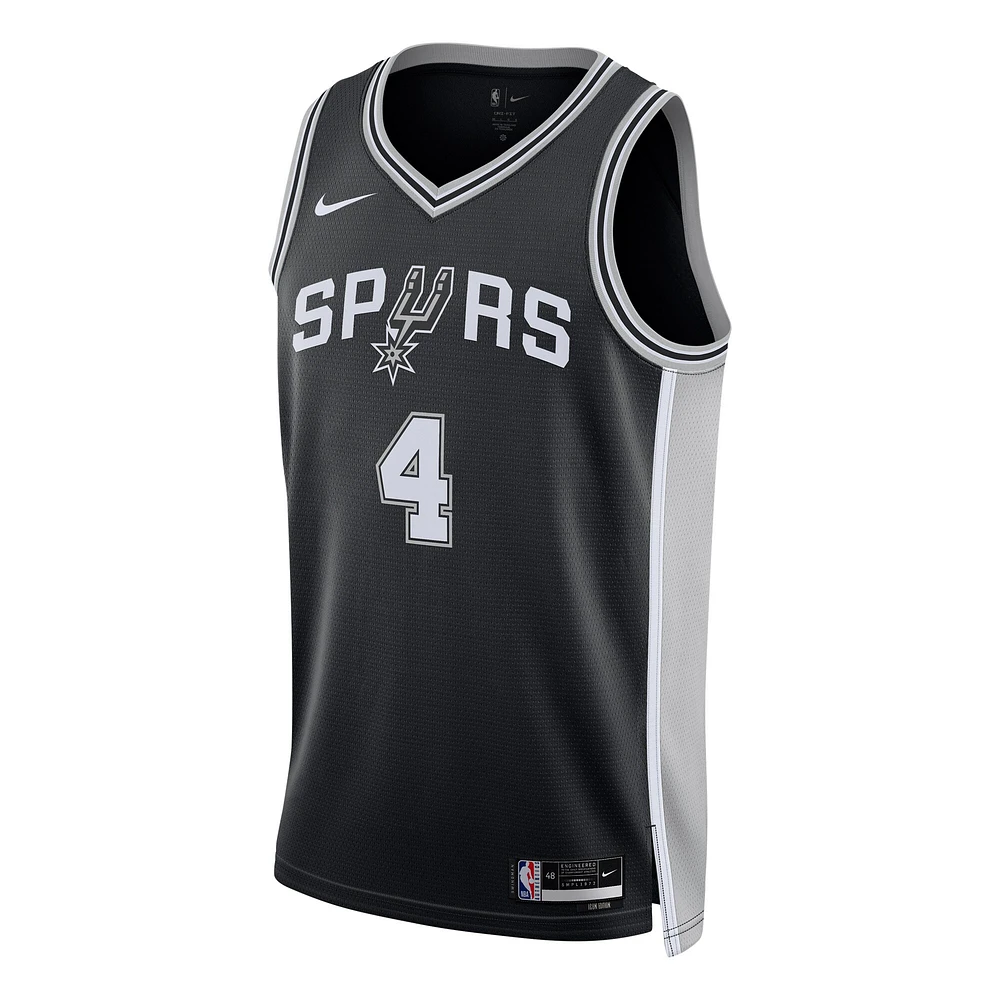 Maillot de joueur unisexe Nike De'Aaron Fox noir des San Antonio Spurs Swingman - Édition Icon