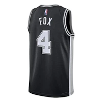 Maillot de joueur unisexe Nike De'Aaron Fox noir des San Antonio Spurs Swingman - Édition Icon
