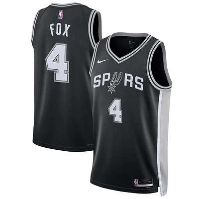 Maillot de joueur unisexe Nike De'Aaron Fox noir des San Antonio Spurs Swingman - Édition Icon