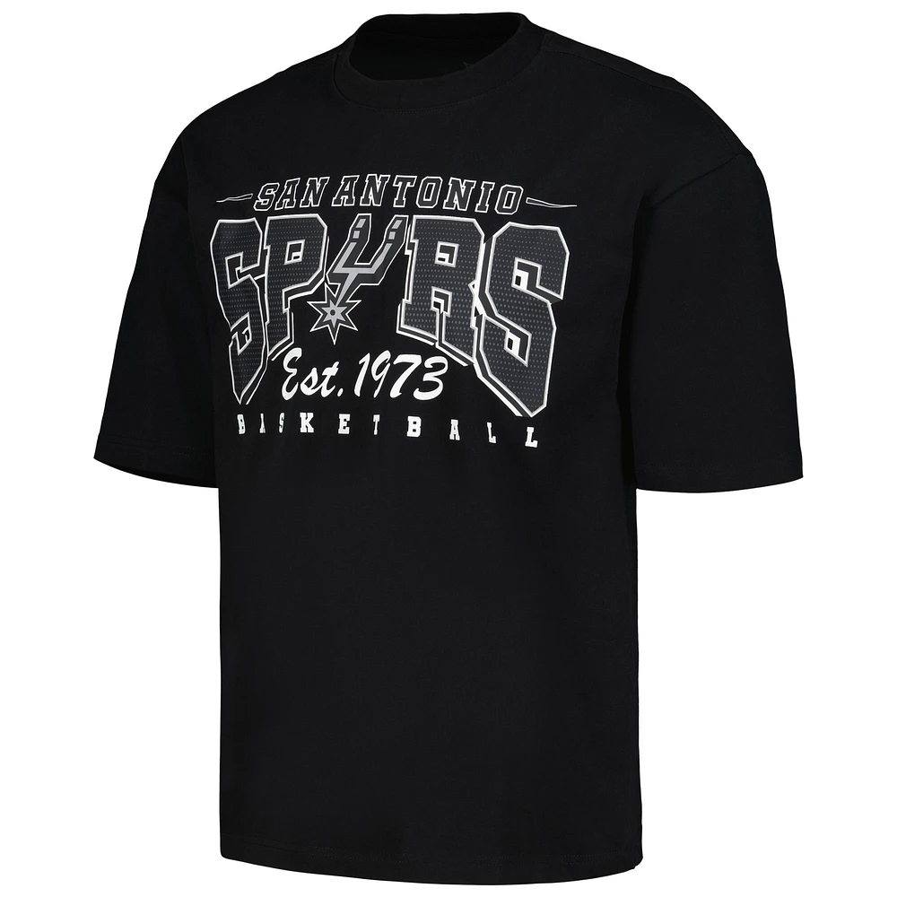 T-shirt unisexe Qore noir à manches mi-longues surdimensionné Game Day de San Antonio Spurs