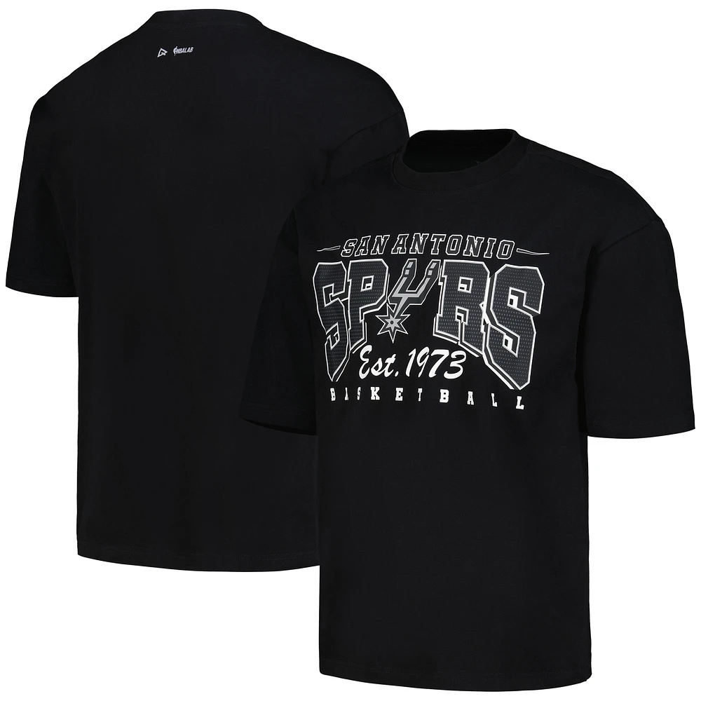 T-shirt unisexe Qore noir à manches mi-longues surdimensionné Game Day de San Antonio Spurs