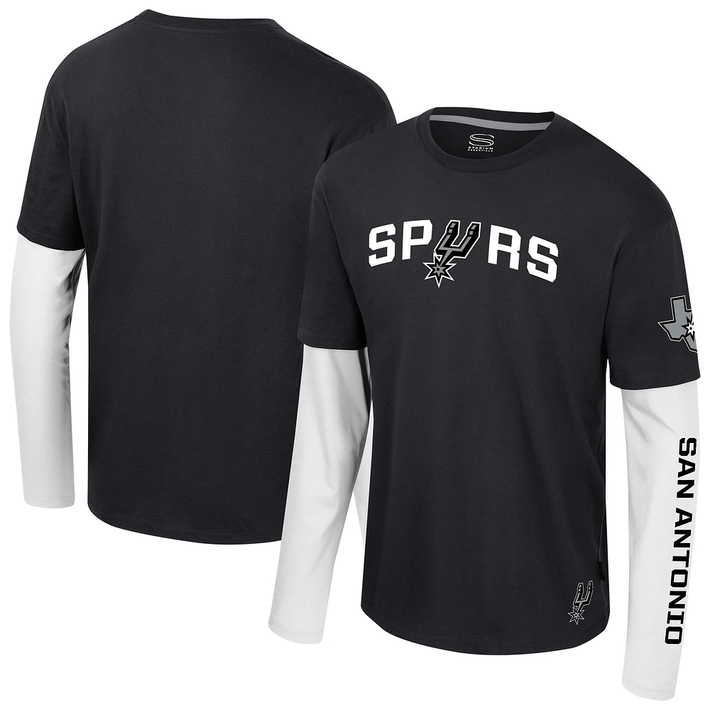 T-shirt unisexe Stadium Essentials noir San Antonio Spurs Spectator 2fer à manches longues