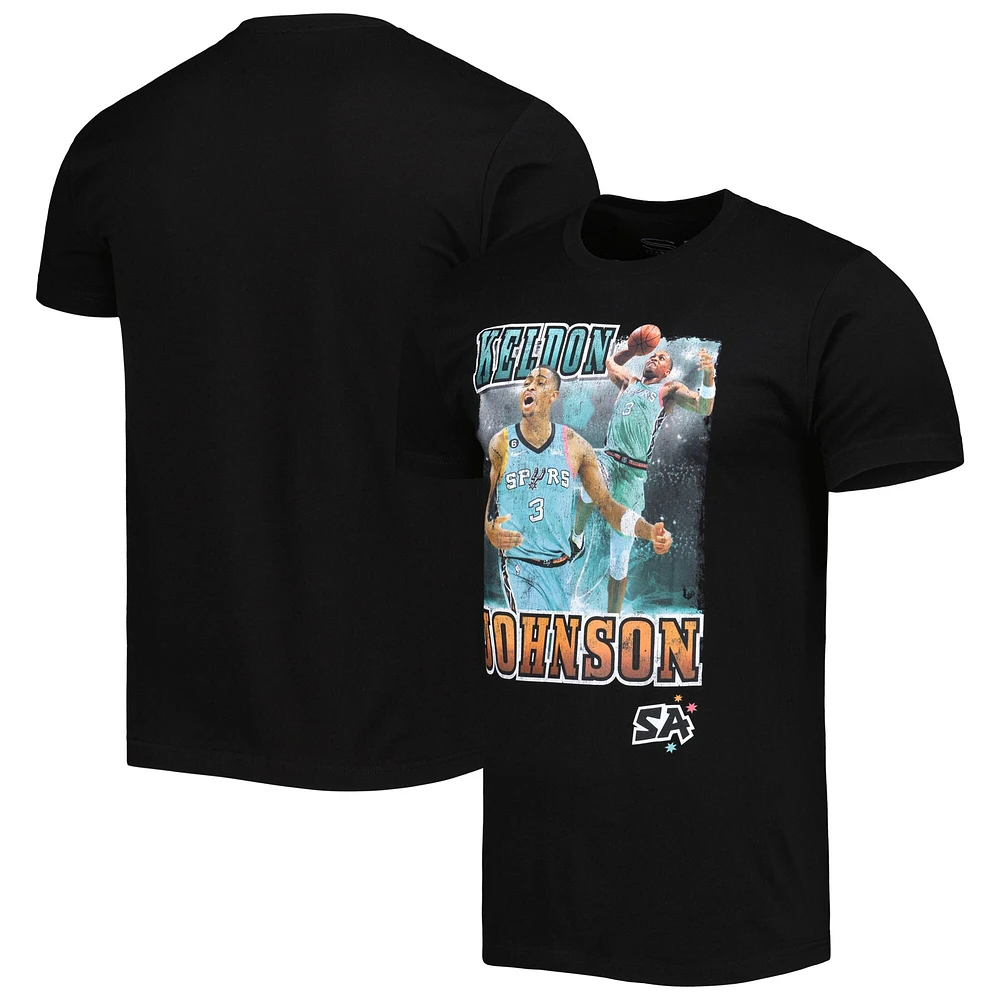 T-shirt unisexe Stadium Essentials Keldon Johnson noir San Antonio Spurs City Edition Double Player