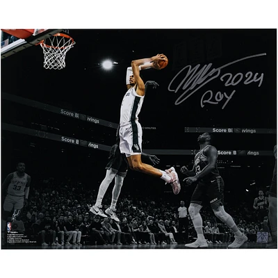 Victor Wembanyama San Antonio Spurs Autographed 16" x 20" Dunk vs. Phoenix Suns Spotlight Photograph with "2024 ROY" Inscription