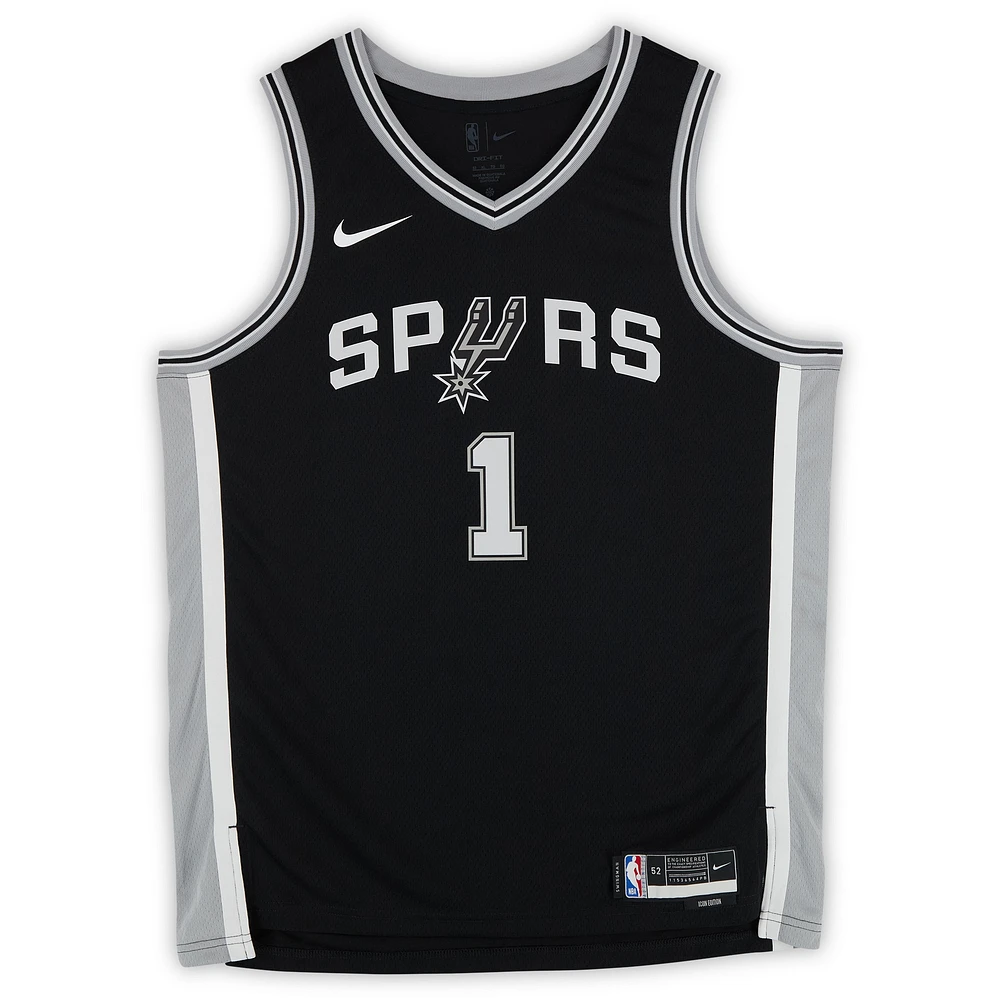 Victor Wembanyama San Antonio Spurs Autographed Black Nike Icon Edition Swingman Jersey with "2024 ROY" Inscription 