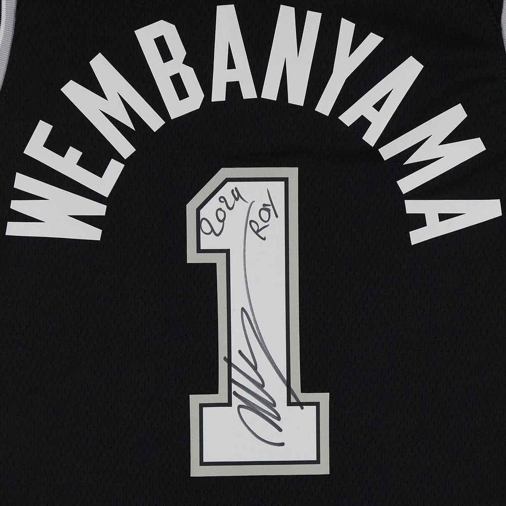 Victor Wembanyama San Antonio Spurs Autographed Black Nike Icon Edition Swingman Jersey with "2024 ROY" Inscription 