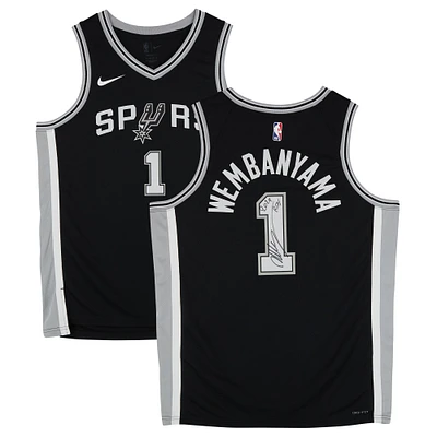 Victor Wembanyama San Antonio Spurs Autographed Black Nike Icon Edition Swingman Jersey with "2024 ROY" Inscription 
