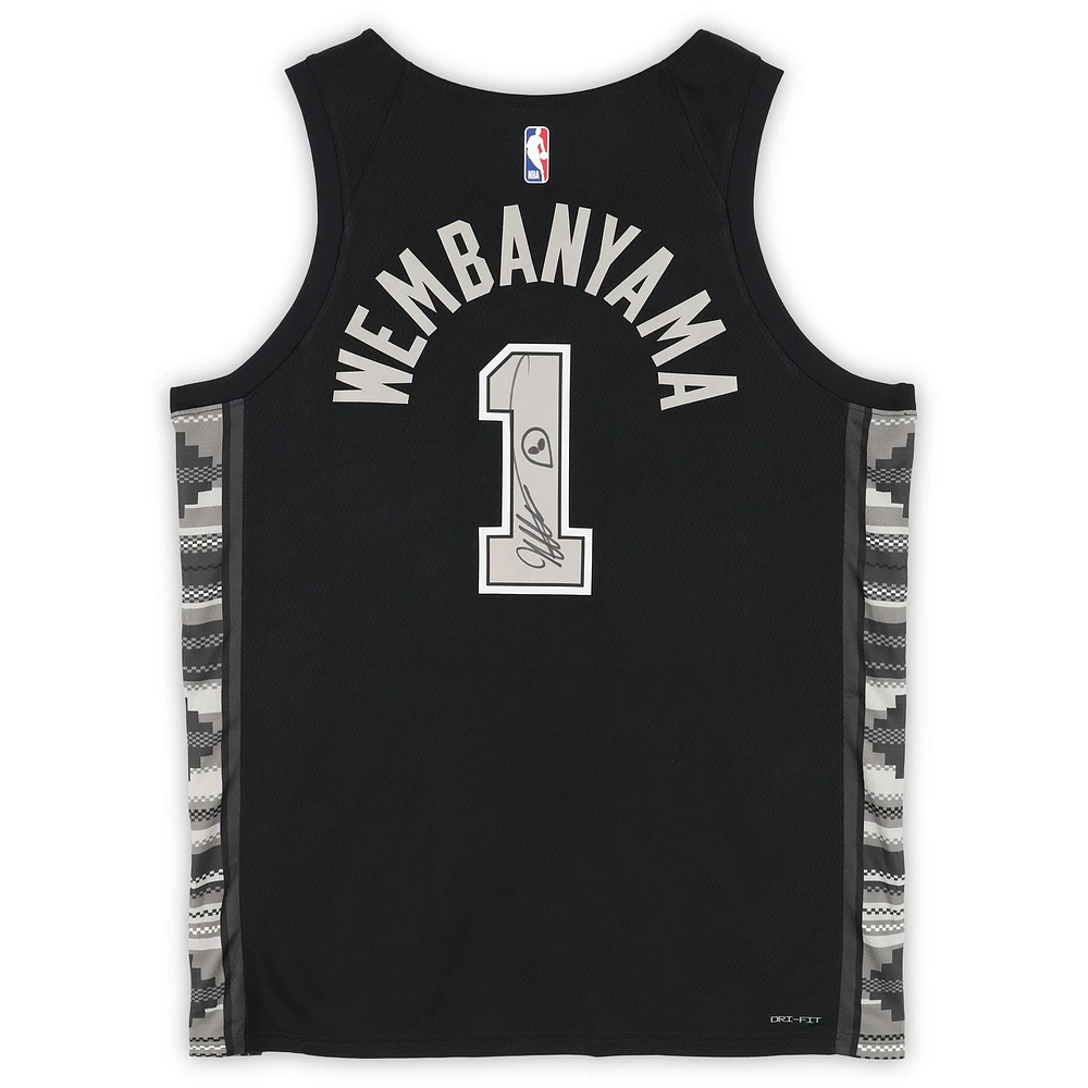 Victor Wembanyama San Antonio Spurs Autographed Black Nike Statement Edition Swingman Jersey - With Alien Head Drawing