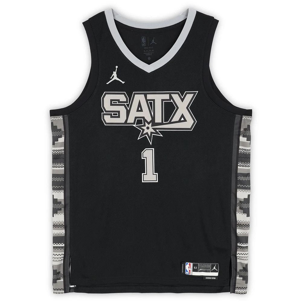 Victor Wembanyama San Antonio Spurs Autographed Black Nike Statement Edition Swingman Jersey - With Alien Head Drawing