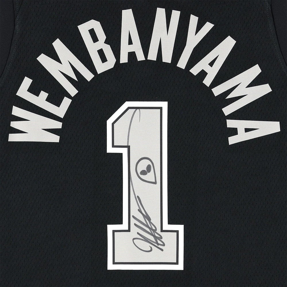 Victor Wembanyama San Antonio Spurs Autographed Black Nike Statement Edition Swingman Jersey - With Alien Head Drawing