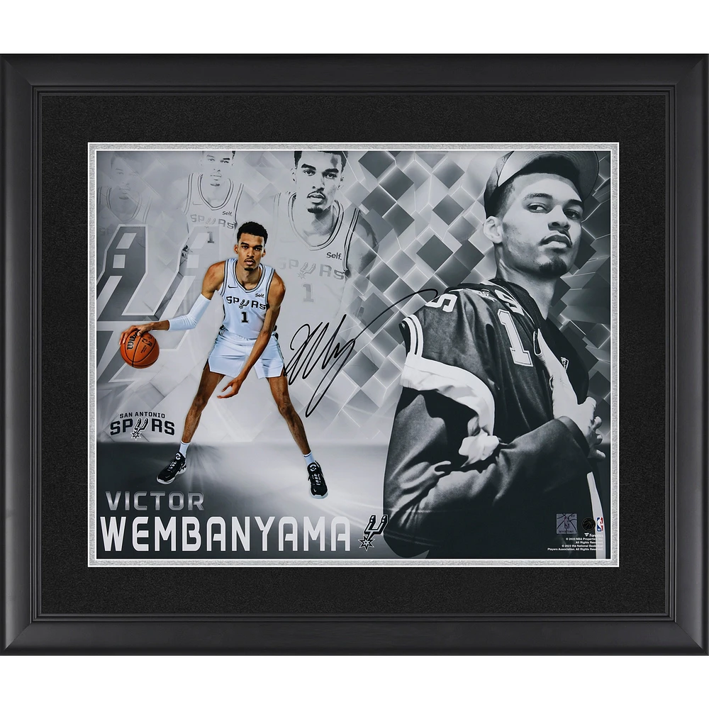 Victor Wembanyama San Antonio Spurs Autographed Framed 16" x 20" 2023 NBA Draft Collage Photograph