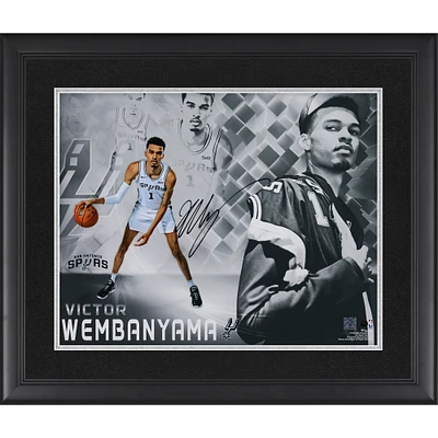 Victor Wembanyama San Antonio Spurs Autographed Framed 16" x 20" 2023 NBA Draft Collage Photograph