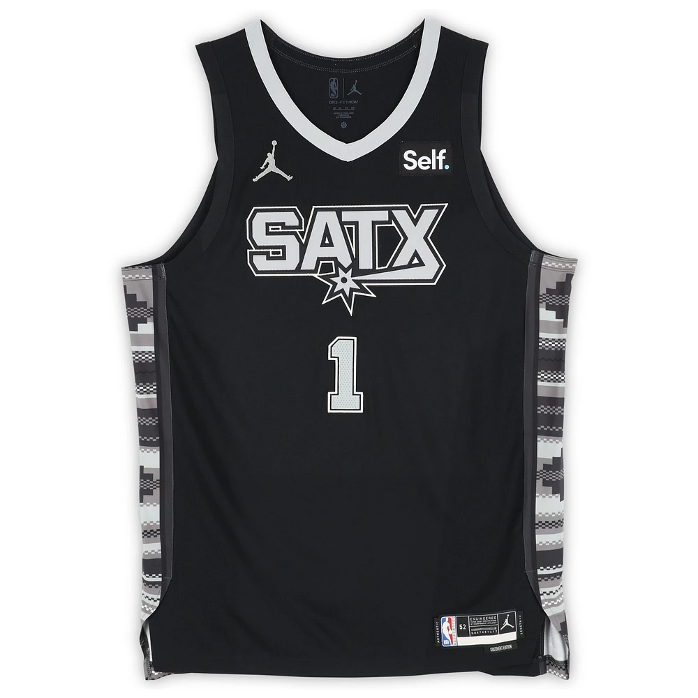 Victor Wembanyama San Antonio Spurs Autographed Jordan Brand Black Statement Edition Authentic Jersey