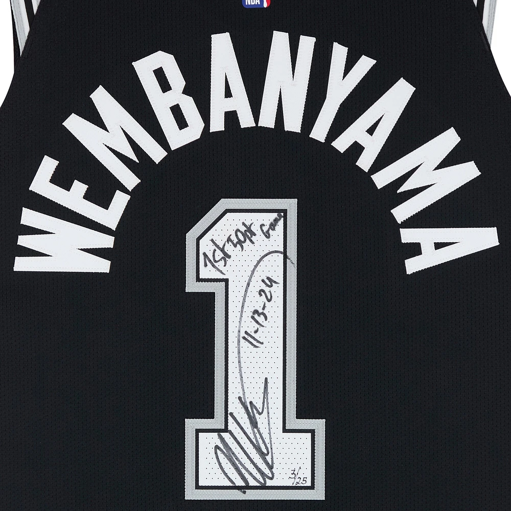 Victor Wembanyama San Antonio Spurs Autographed Nike Black Icon Authentic Jersey with "11-13-24 1st 50 PT Game" Inscription - Limited Edition of 25