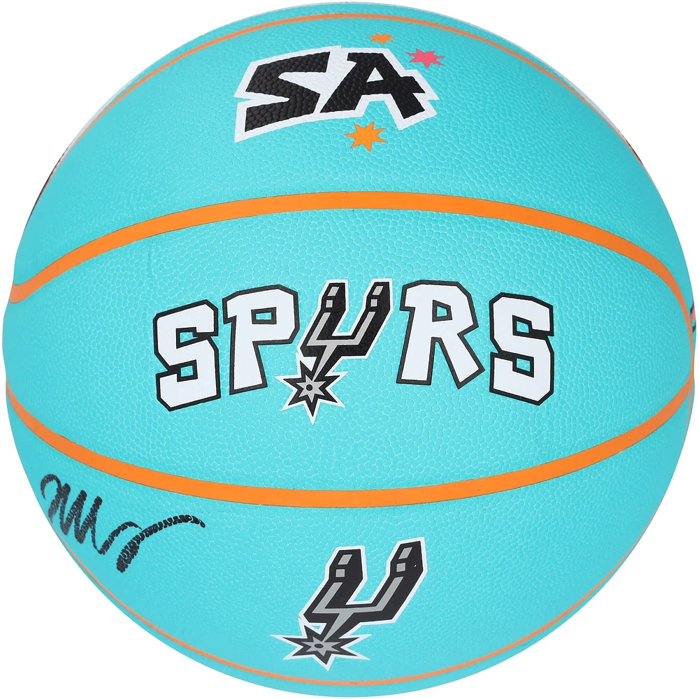 Victor Wembanyama San Antonio Spurs Autographed Turquoise Wilson City Edition Collectors Basketball