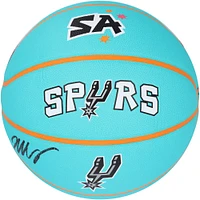 Victor Wembanyama San Antonio Spurs Autographed Turquoise Wilson City Edition Collectors Basketball