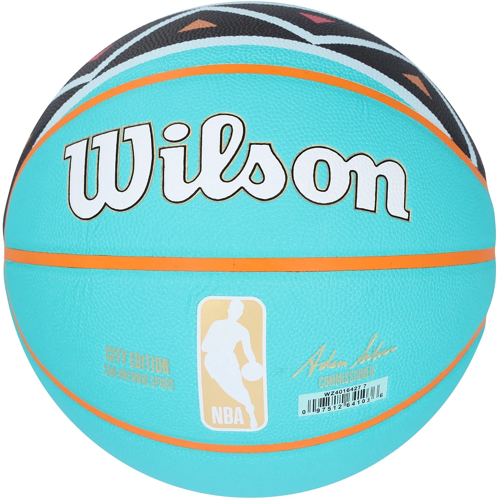 Victor Wembanyama San Antonio Spurs Autographed Turquoise Wilson City Edition Collectors Basketball
