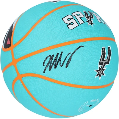 Victor Wembanyama San Antonio Spurs Autographed Turquoise Wilson City Edition Collectors Basketball