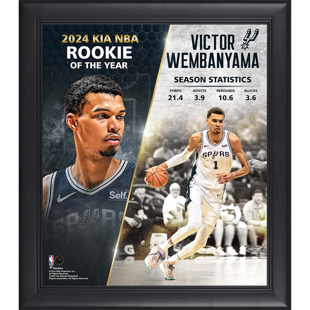 Victor Wembanyama San Antonio Spurs Framed 15" x 17" 2024 NBA Rookie of the Year Collage
