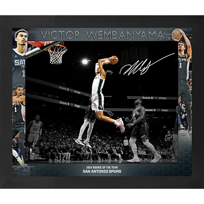 Victor Wembanyama San Antonio Spurs Framed Autographed 20" x 24" Dunking Floating 2024 NBA Rookie of the Year Collage
