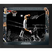 Victor Wembanyama San Antonio Spurs Framed Autographed 20" x 24" Dunking Floating 2024 NBA Rookie of the Year Collage