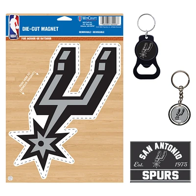 WinCraft San Antonio Spurs 4-Pack Key Rings and Magnets Set