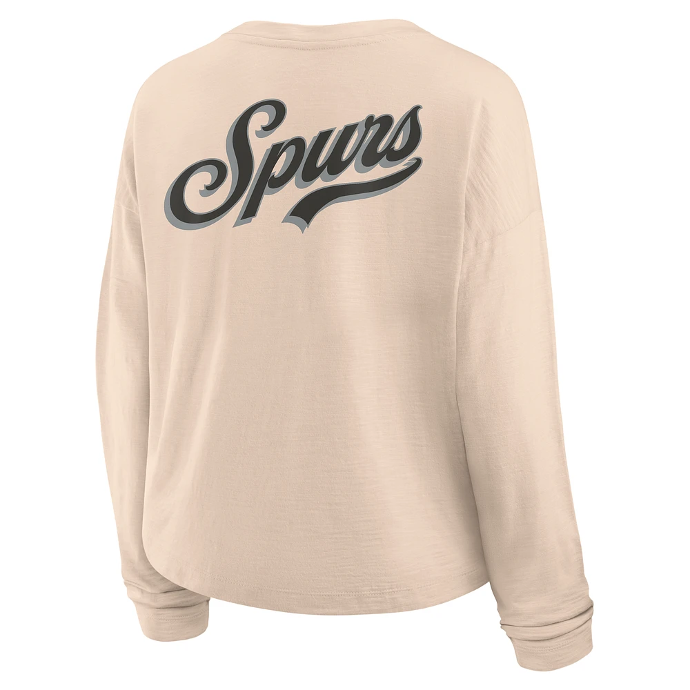 Women's Fanatics Natural San Antonio Spurs Boxed Out Drop Fashion Long Sleeve T-Shirt